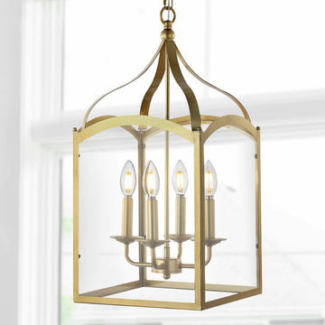 Ruth 11" Traditional Classic Lantern Metal/Glass LED Pendant - JONATHAN Y